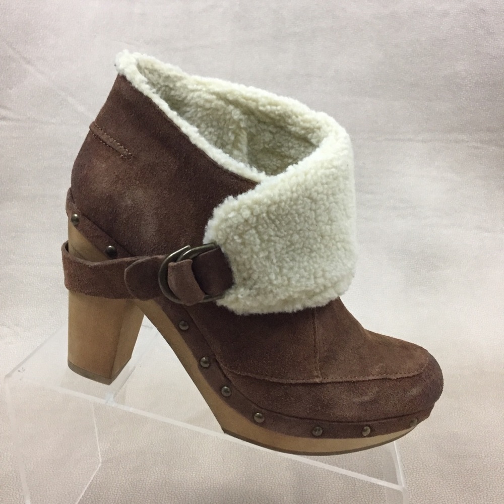 Nine West Kybele Clog Bootie Suede Shearling Boot